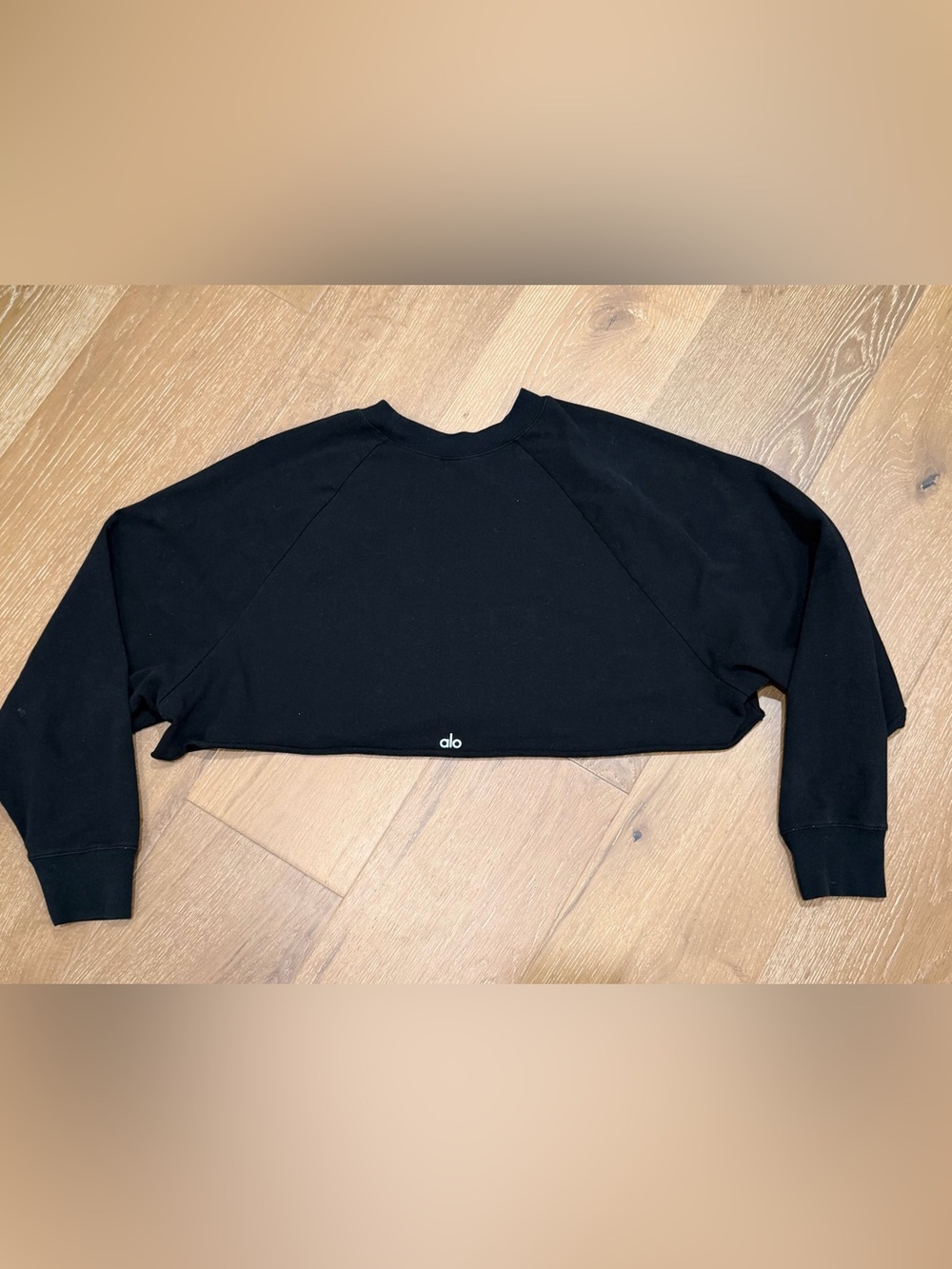 ALO Yoga Black Cropped Crewneck Sweatshirt